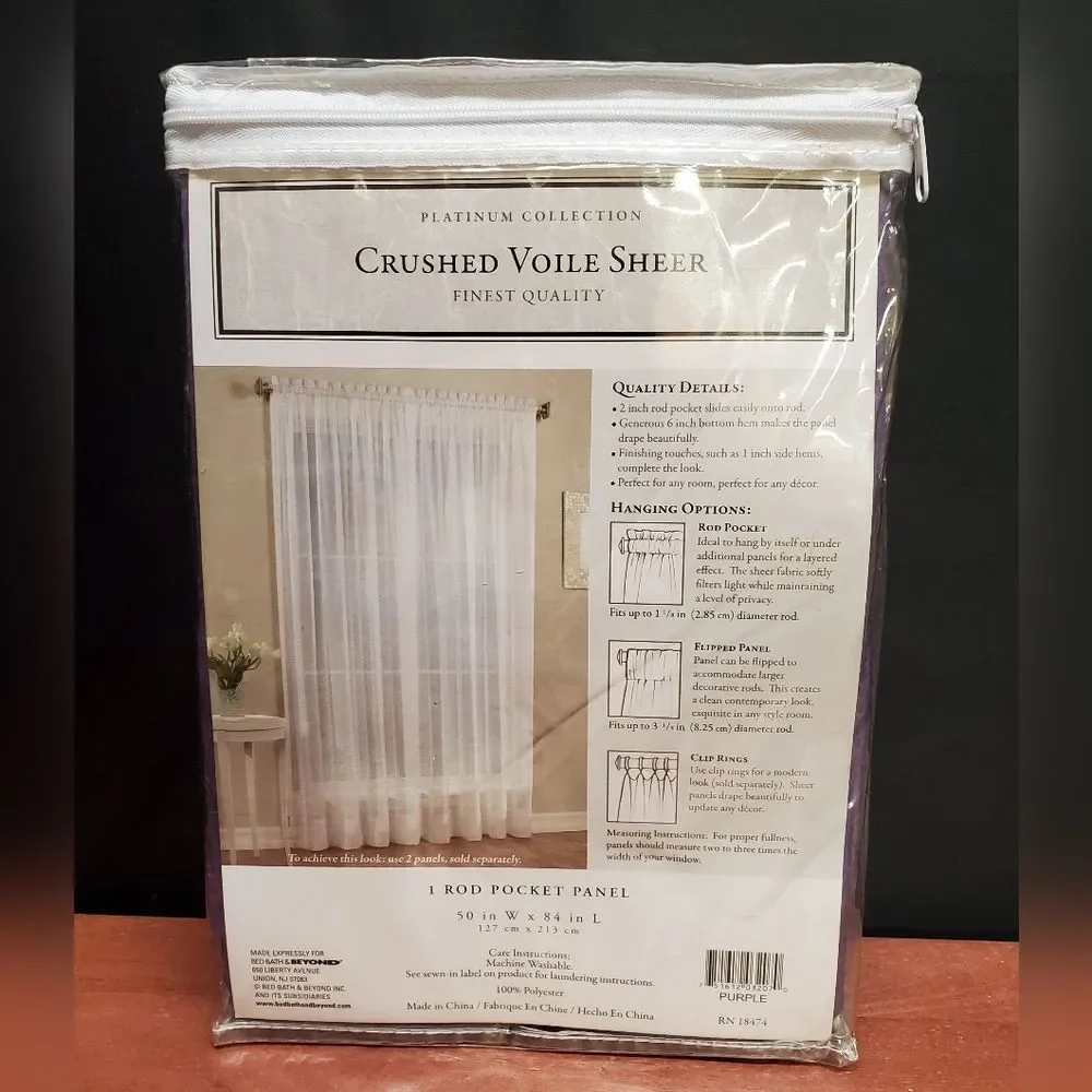 Purple Crushed Voile Sheer 50 W x 84 L